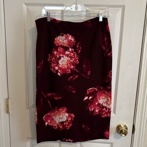 New York & Company Burgundy Floral Skirt